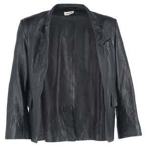 Zadig & Voltaire Verys Crinkled Open Jacket in Black Lamb Leather